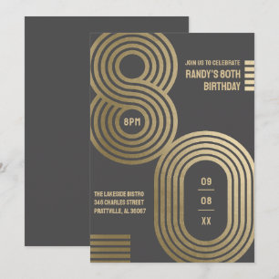 80th Birthday Party Invitation Retro Geometric