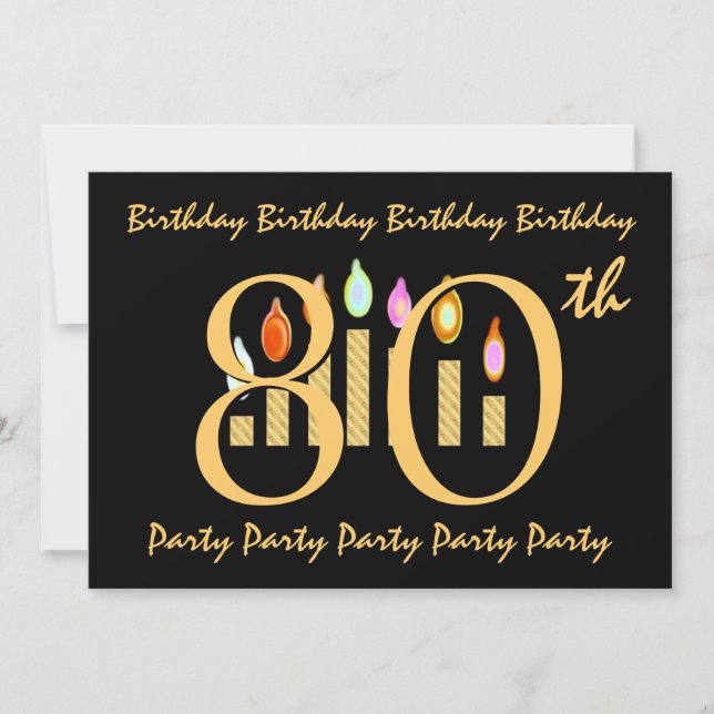 80th Birthday Party Invitation Template (Front)