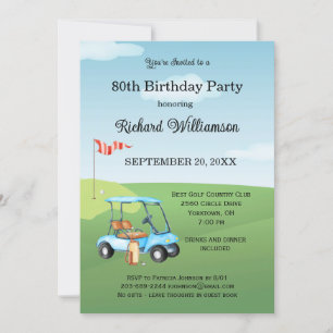 80th Birthday Party Men's Golf Theme Party Invitation