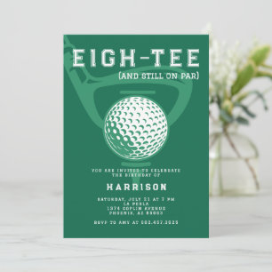 80th Birthday Party Modern Golf Humour Green Invitation