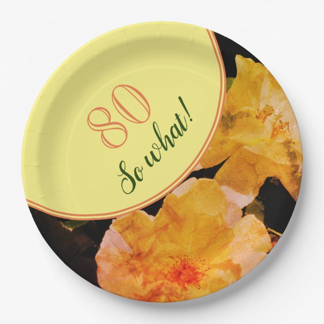 80th Birthday Party Motivational Roses Paper Plate (Front)