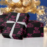 80th Birthday Party Name Black Pink Modern Pattern Wrapping Paper<br><div class="desc">Personalised,  modern,  elegant,  black and pink,  80th Birthday wrapping paper. Perfect for him. 80th birthday party.</div>