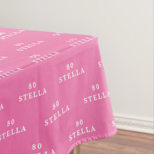 80th Birthday Party Name Pink Modern Pattern Tablecloth