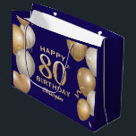 80th Birthday Party Navy Blue and Gold Balloons Large Gift Bag<br><div class="desc">80th Birthday Party Navy Blue and Gold Balloons and Confetti Gift Bag. For further customisation,  please click the "Customise it" button and use our design tool to modify this template.</div>