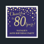 80th Birthday Party Navy Blue and Gold Diamond Napkin<br><div class="desc">80th Birthday Party Invitation with Navy Blue and Gold Glitter Diamond Background. Gold Confetti. Adult Birthday. Man or Woman Birthday. For further customisation,  please click the "Customise it" button and use our design tool to modify this template.</div>