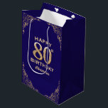 80th Birthday Party Navy Blue and Gold Glitter Medium Gift Bag<br><div class="desc">80th Birthday Party Navy Blue and Gold Glitter Frame Gift Bag. For further customisation,  please click the "Customise it" button and use our design tool to modify this template.</div>