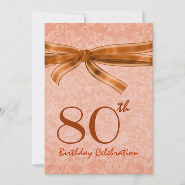 80th Birthday Party Orange Damask Template (Front)