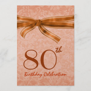80th Birthday Party Orange Damask Template