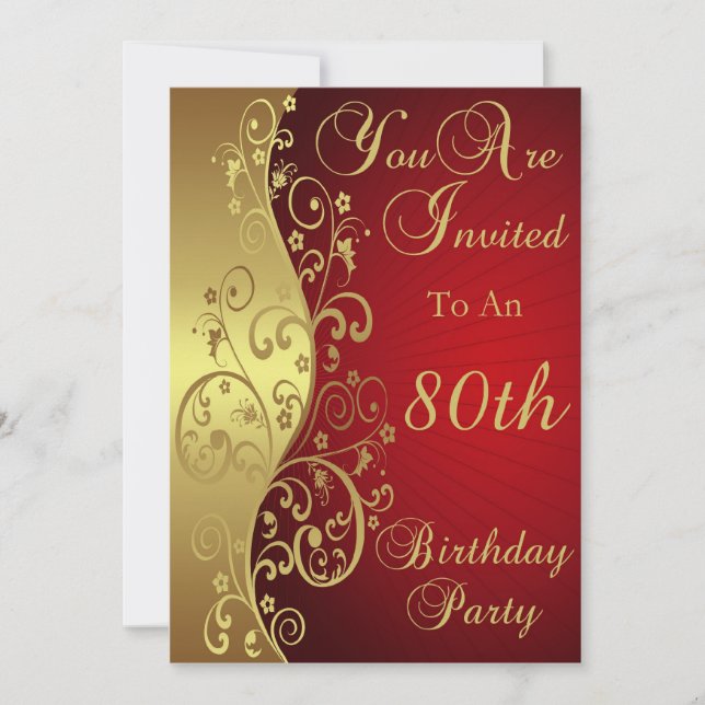 80th Birthday Party Personalised Invitation (Front)