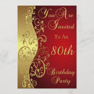 80th Birthday Party Personalised Invitation