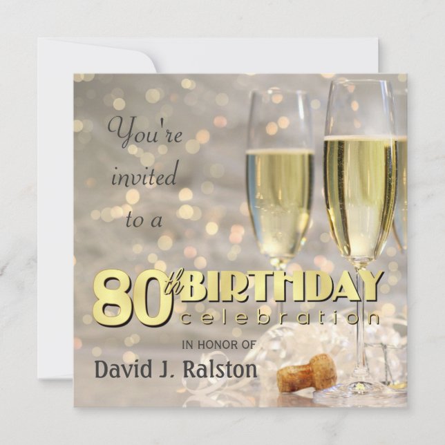 80th Birthday Party  - Personalised Invitations (Front)