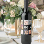 80th birthday party photo collage black wine label<br><div class="desc">A bottle label for a 80th birthday party,  celebrating her life with a collage of 8 of your photos.  Templates for a name,  age 80 and a date.  Date of birth or the date of the party.  White and grey coloured letters.  Elegant black background.</div>