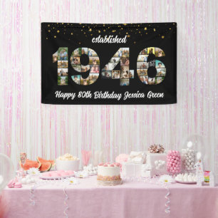 80th Birthday party Photo Collage Established 1946 Banner