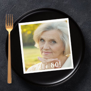 80th birthday party photo hello 80 women napkin