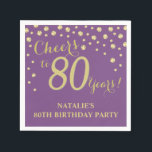 80th Birthday Party Purple and Gold Diamond Napkin<br><div class="desc">80th Birthday Party Invitation with Purple and Gold Glitter Diamond Background. Gold Confetti. Adult Birthday. Man or Woman Birthday. For further customisation,  please click the "Customise it" button and use our design tool to modify this template.</div>