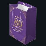 80th Birthday Party Purple and Gold Glitter Frame Medium Gift Bag<br><div class="desc">80th Birthday Party Purple and Gold Glitter Frame Gift Bag. For further customisation,  please click the "Customise it" button and use our design tool to modify this template.</div>