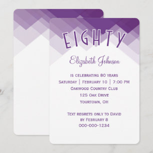 80th Birthday Party Purple and White Border Invitation