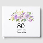 80th Birthday Party Purple Floral Guest Book<br><div class="desc">Pretty purple roses are nestled in soft green foliage to create an elegant floral arrangement.</div>
