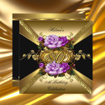 80th Birthday Party Purple Gold Roses Black Invitation<br><div class="desc">80th Birthday Party, Roses Purple Black Gold Birthday Party. Invitation floral flowers, Party birthday invites For All Ages 15th, 16th, 18th 21st, 20th, 30th, 40th, 50th, 60th, etc. This Design Style is Copyrighted © Content and Designs © 2000-2014 Zizzago™ (Trademark) and it's licensors. Customise with your own details and age....</div>