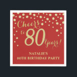 80th Birthday Party Red and Gold Diamond Napkins<br><div class="desc">80th Birthday Party Invitation with Red and Gold Glitter Diamond Background. Gold Confetti. Adult Birthday. Man or Woman Birthday. For further customisation,  please click the "Customise it" button and use our design tool to modify this template.</div>