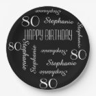 80th Birthday Party Repeating Names Black White 