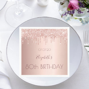 80th birthday party rose gold 80 years napkin