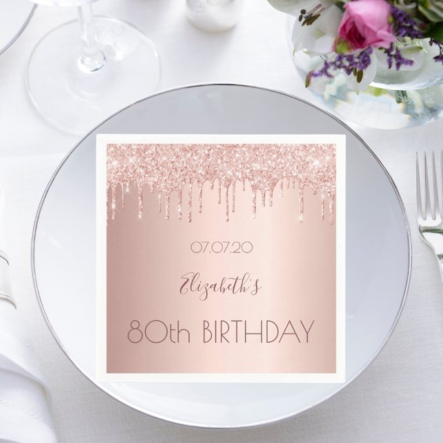 80th birthday party rose gold 80 years napkin (Creator Uploaded)