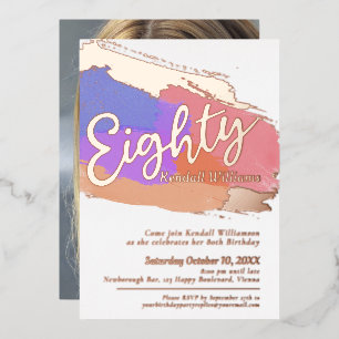 80th Birthday party rose gold photo abstract art