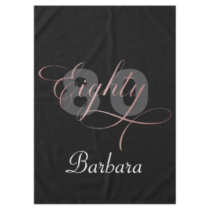 80th Birthday Party Rose Gold Script Tablecloth