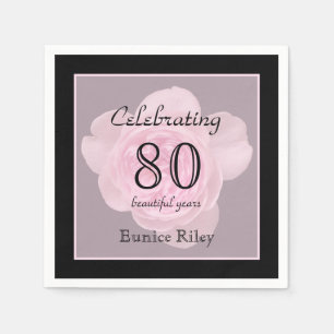 80th Birthday Party Rose Paper Napkins