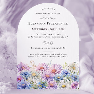 80th Birthday Party September Birth Month Flower  Invitation