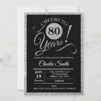 80th Birthday Party - Silver Black ANY AGE