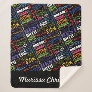 80th Birthday Party Special Personalised Monogram Sherpa Blanket