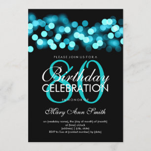 80th Birthday Party Turquoise Hollywood Glam Invitation
