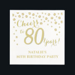 80th Birthday Party White and Gold Diamond Napkins<br><div class="desc">80th Birthday Party Invitation with White and Gold Glitter Diamond Background. Gold Confetti. Adult Birthday. Man or Woman Birthday. For further customisation,  please click the "Customise it" button and use our design tool to modify this template.</div>