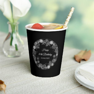 80th Birthday Party Winter Wonderland Snowflake Paper Cups