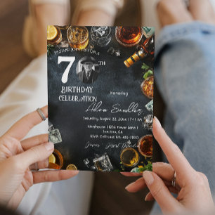 80th birthday party with drinks and whiskey invitation