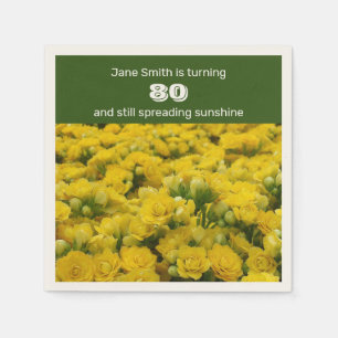 80th Birthday Party Yellow Flowers Celebration Napkin