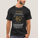 80th Birthday Personalised Men Gold White Text T-Shirt<br><div class="desc">A vintage birthday T-shirt with a heartfelt message. Add the name and change the year using the template.</div>