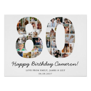 80th Birthday Photo Collage 80th Birthday Gift Poster