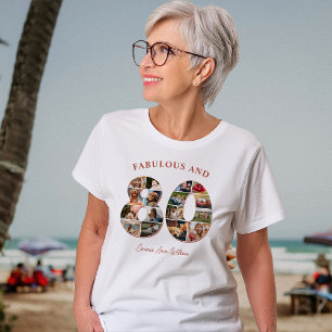 80th Birthday Photo Collage Elegant and Timeless T-Shirt