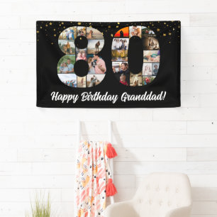80th birthday Photo Collage happy birthday event Banner