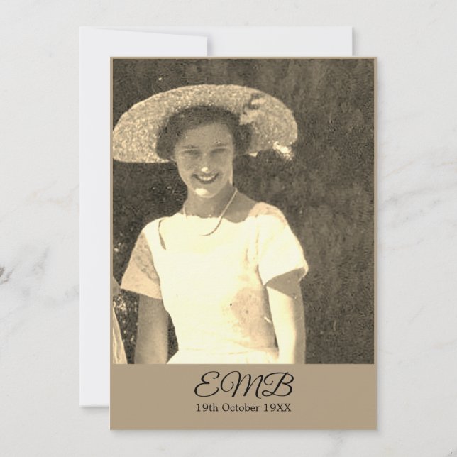 80th Birthday Photo Monogram Elegant Birthday Invitation (Back)