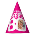 80th birthday photo personalised white hot pink