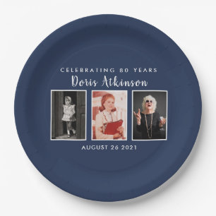 80th birthday photo plate