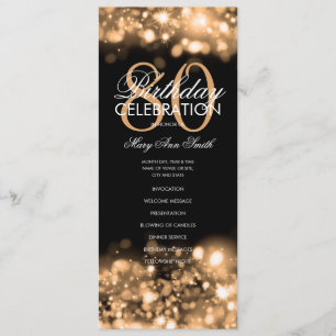 80th Birthday Program Glam Lights Gold w/ Menu