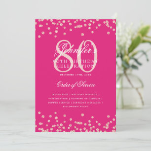 80th Birthday Program Menu Rose Gold Hot Pink