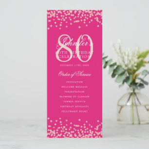 80th Birthday Program Menu Rose Gold Hot Pink