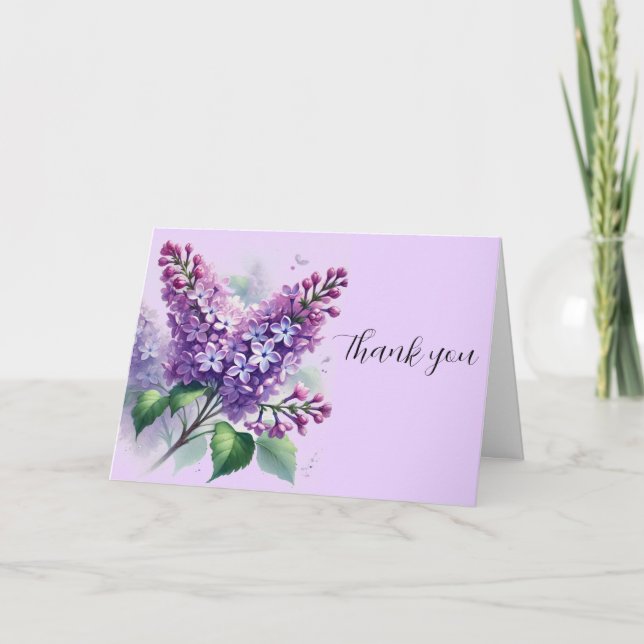 80th Birthday Purple Lilac Flowers Thank you  Card (Front)