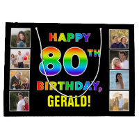 80th Birthday: Rainbow Text, Custom Photos & Name